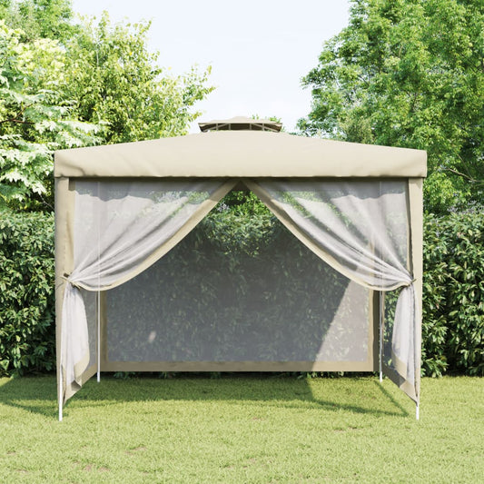 Pavillon mit Doppeldach Creme 3x3x2,68 m Stoff