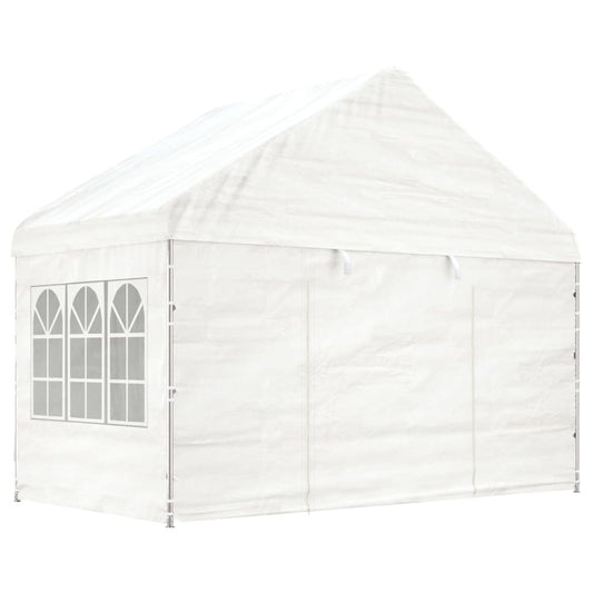 Pavillon avec toit blanc 4,08x2,23x3,22 m en polyéthylène
