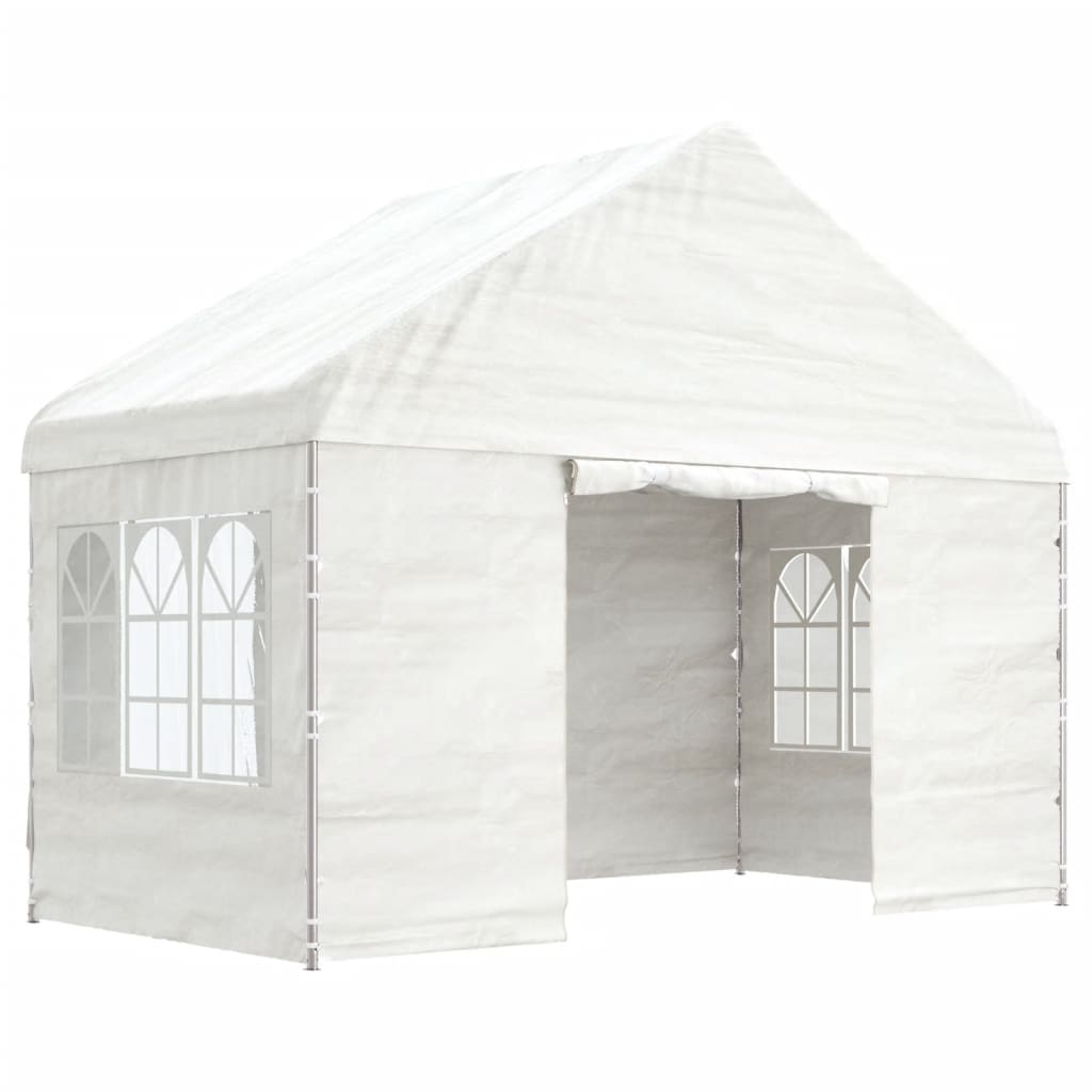 Pavillon avec toit blanc 4,08x2,23x3,22 m en polyéthylène