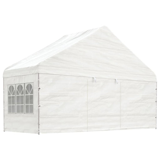 Pavillon avec toit blanc 5,88x2,23x3,75 m en polyéthylène
