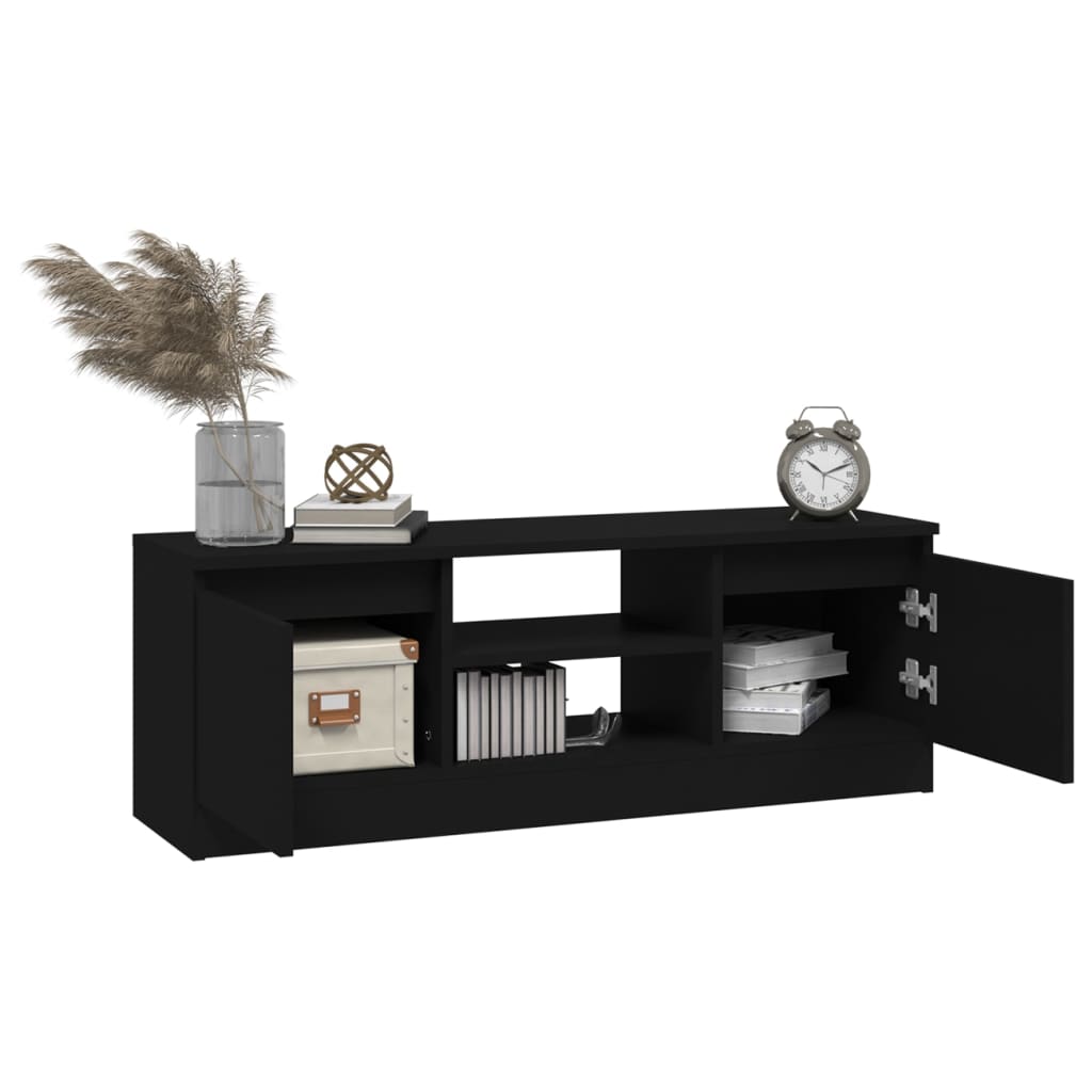 Meuble TV avec porte noir 102x30x36 cm