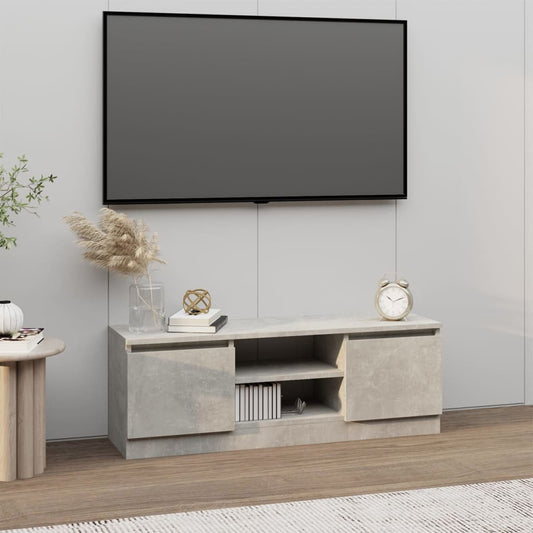 Meuble TV avec porte gris béton 102x30x36 cm