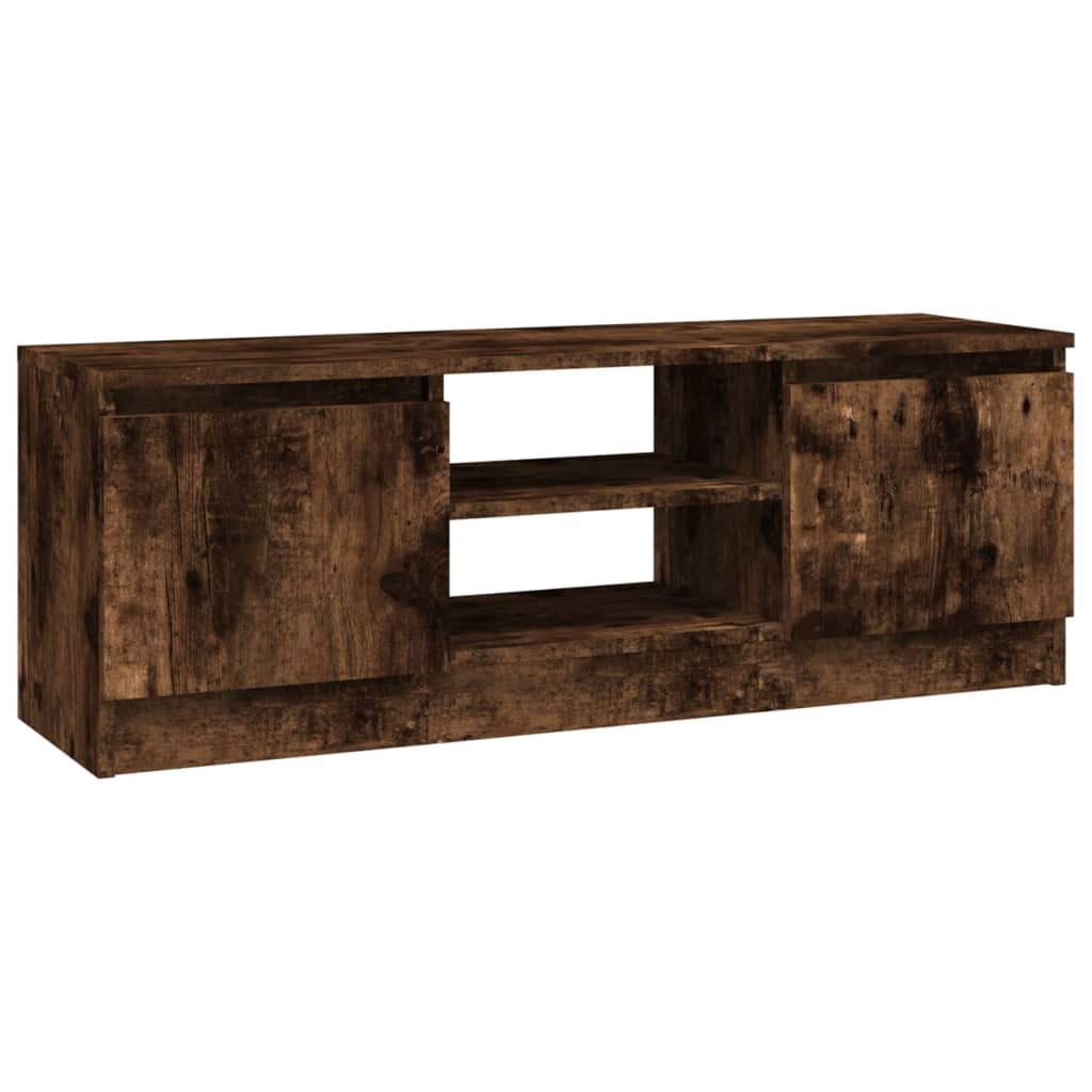Meuble TV avec porte en chêne fumé 102x30x36 cm