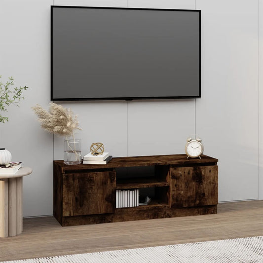 Meuble TV avec porte en chêne fumé 102x30x36 cm