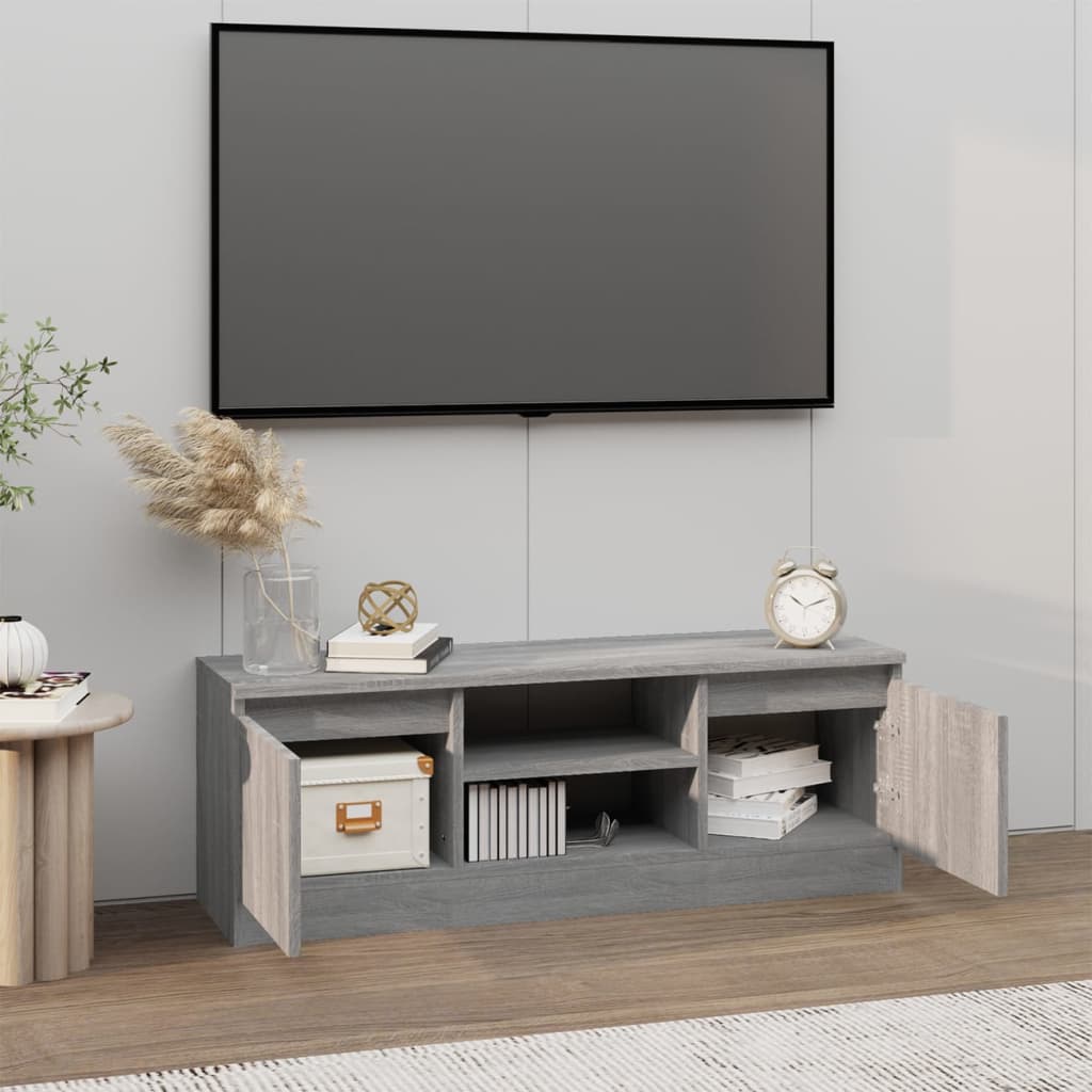 Meuble TV avec porte Gris Sonoma 102x30x36 cm