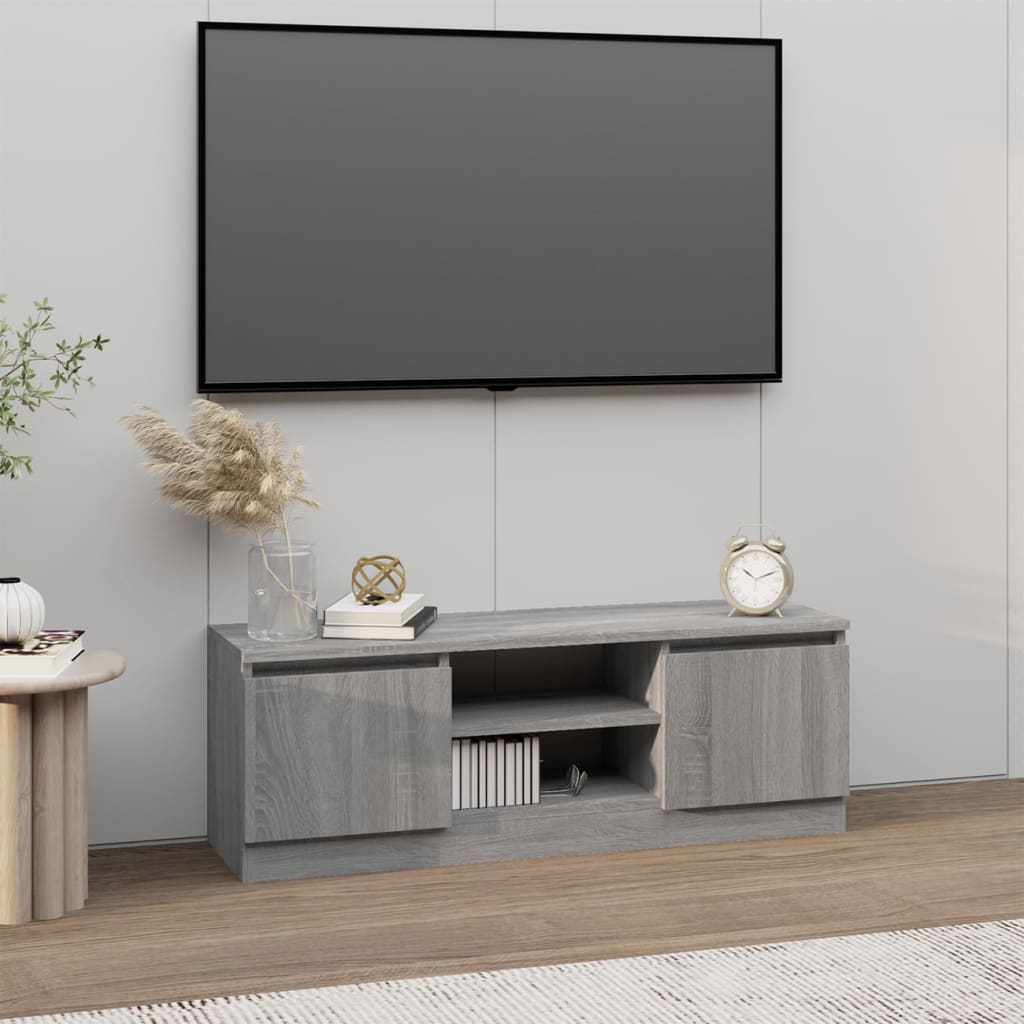 Meuble TV avec porte Gris Sonoma 102x30x36 cm