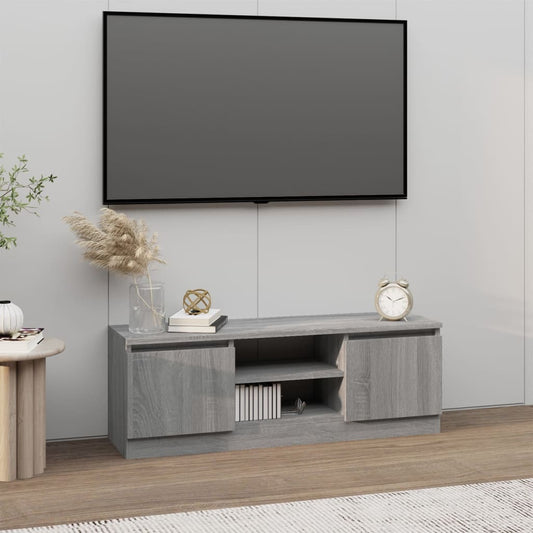 Meuble TV avec porte Gris Sonoma 102x30x36 cm