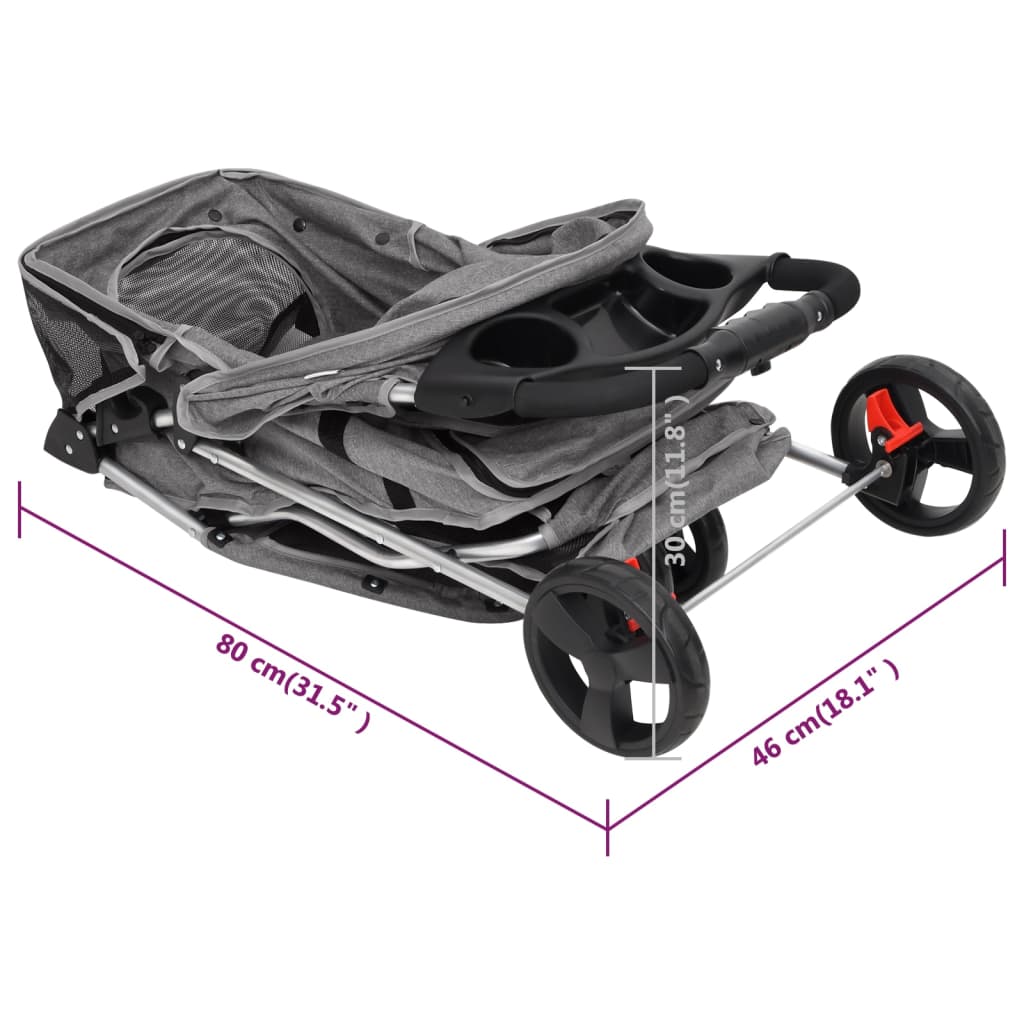 Hundewagen Faltbar Grau 80x46x98 cm Oxford-Gewebe