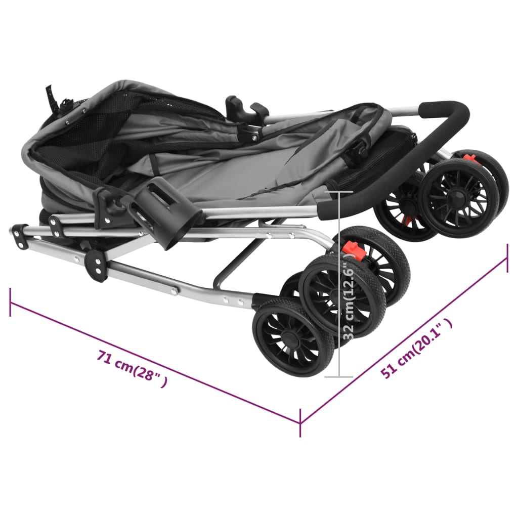 Hundewagen Faltbar Grau 76x50x100 cm Oxford-Gewebe