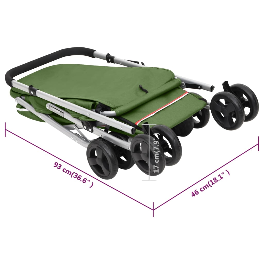 Hundewagen Faltbar Grün 100x49x96 cm Leinenstoff