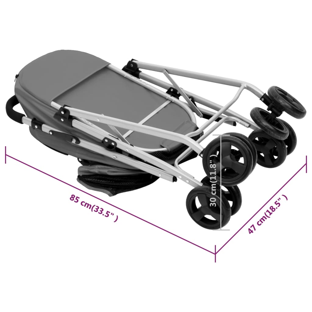 Hundewagen für 2 Hunde Faltbar Grau 83x48x97 cm Oxford-Gewebe