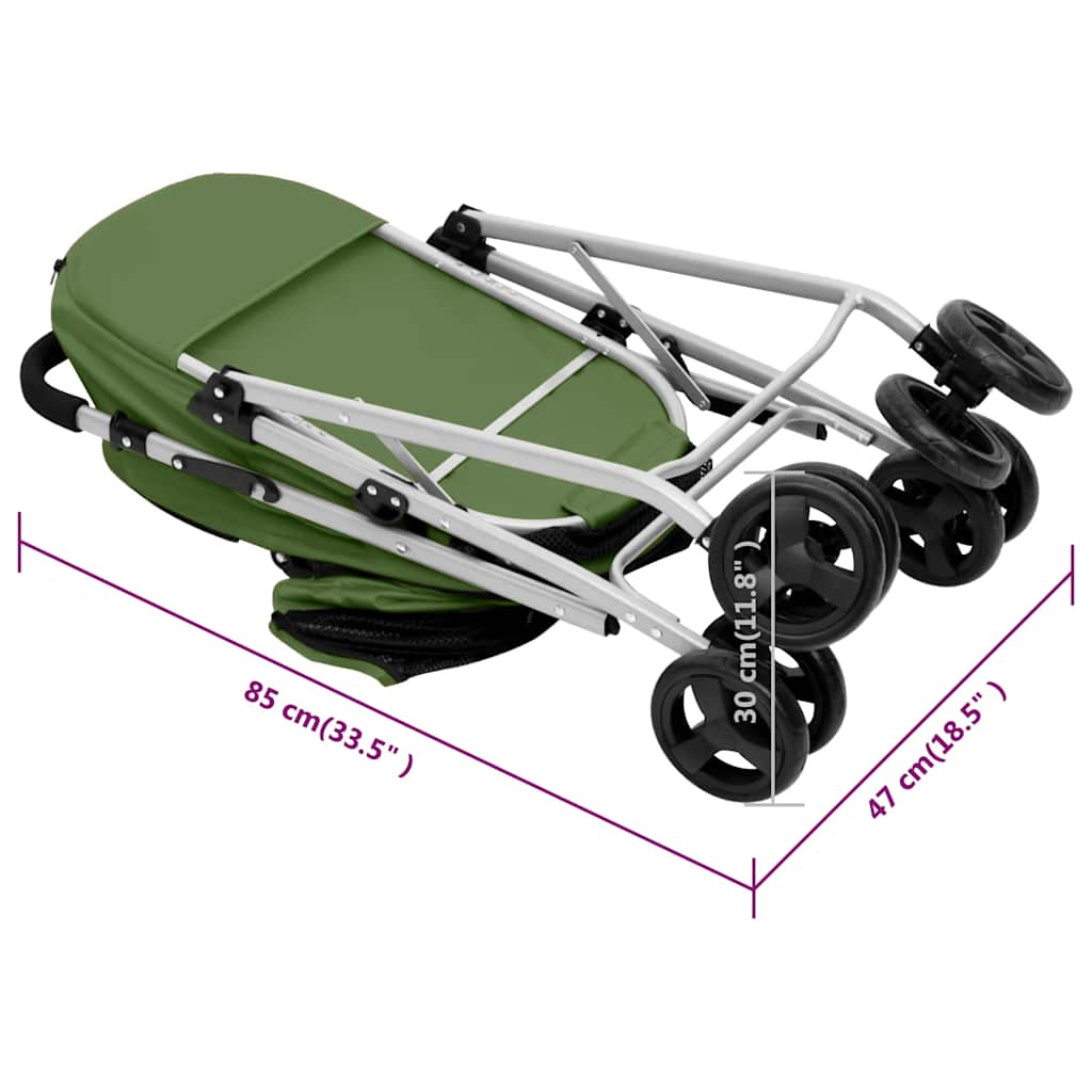 Hundewagen für 2 Hunde Faltbar Grün 83x48x97 cm Oxford-Gewebe