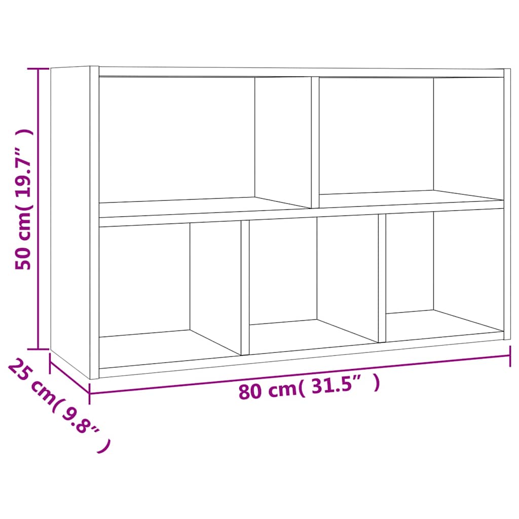 Bücherregal/Sideboard Grau Sonoma 50x25x80 cm Holzwerkstoff