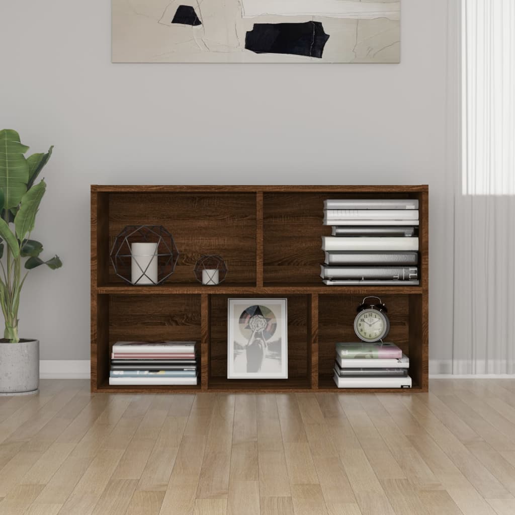 Bookshelf/Sideboard Brown Oak 50x25x80 cm Wood Material