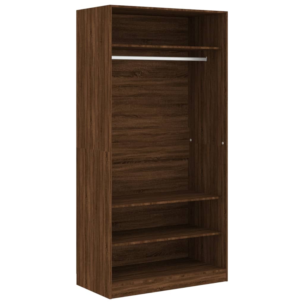 Armoire aspect chêne marron 100x50x200 cm matériau bois