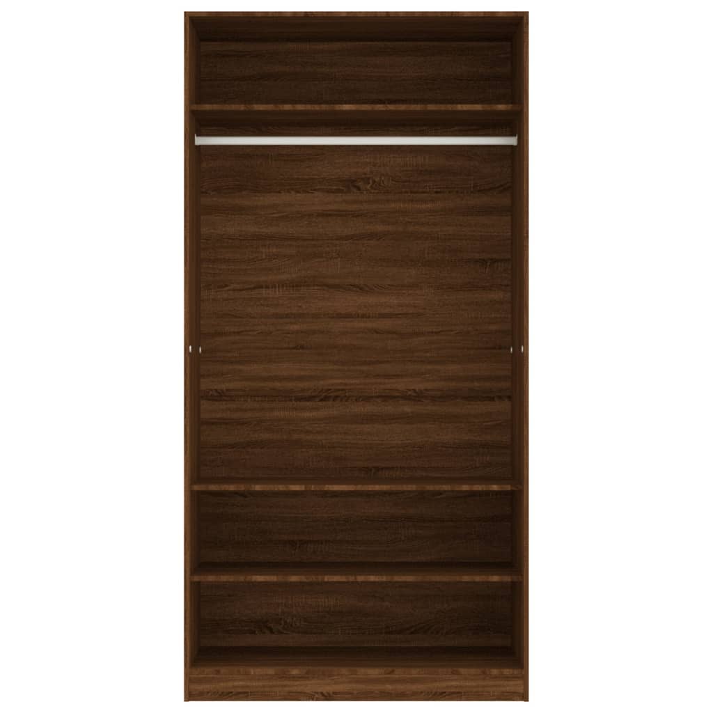 Armoire aspect chêne marron 100x50x200 cm matériau bois