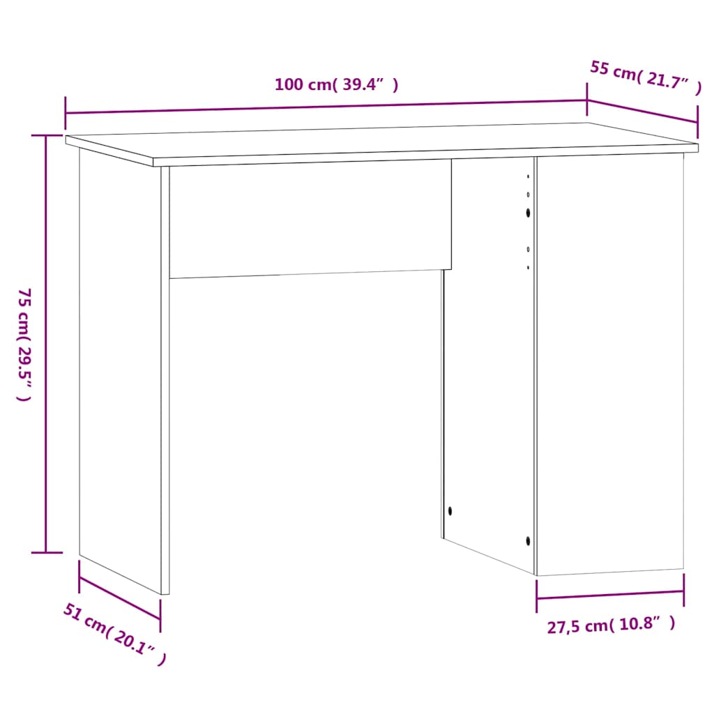 Schreibtisch Schwarz 100x55x75 cm Holzwerkstoff