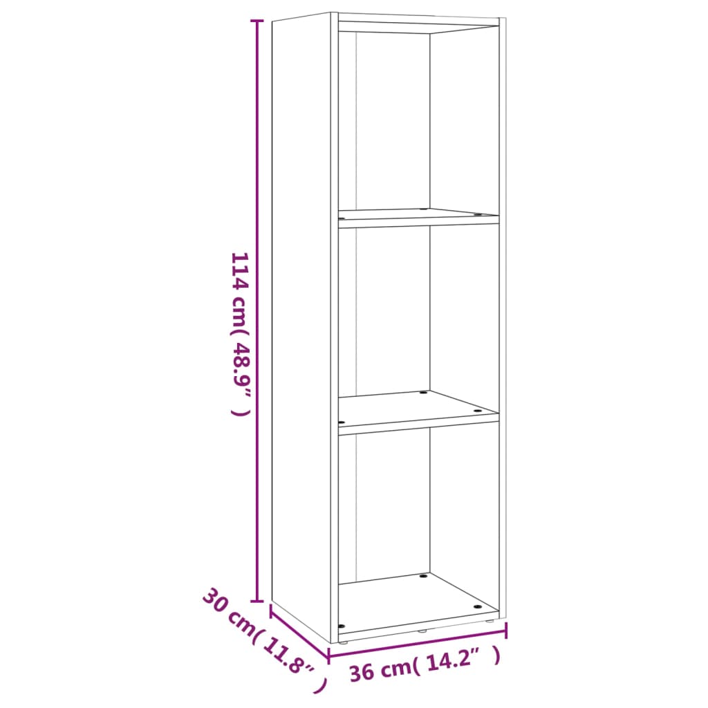 Bibliothèque/meuble TV chêne fumé 36x30x114cm matériau bois