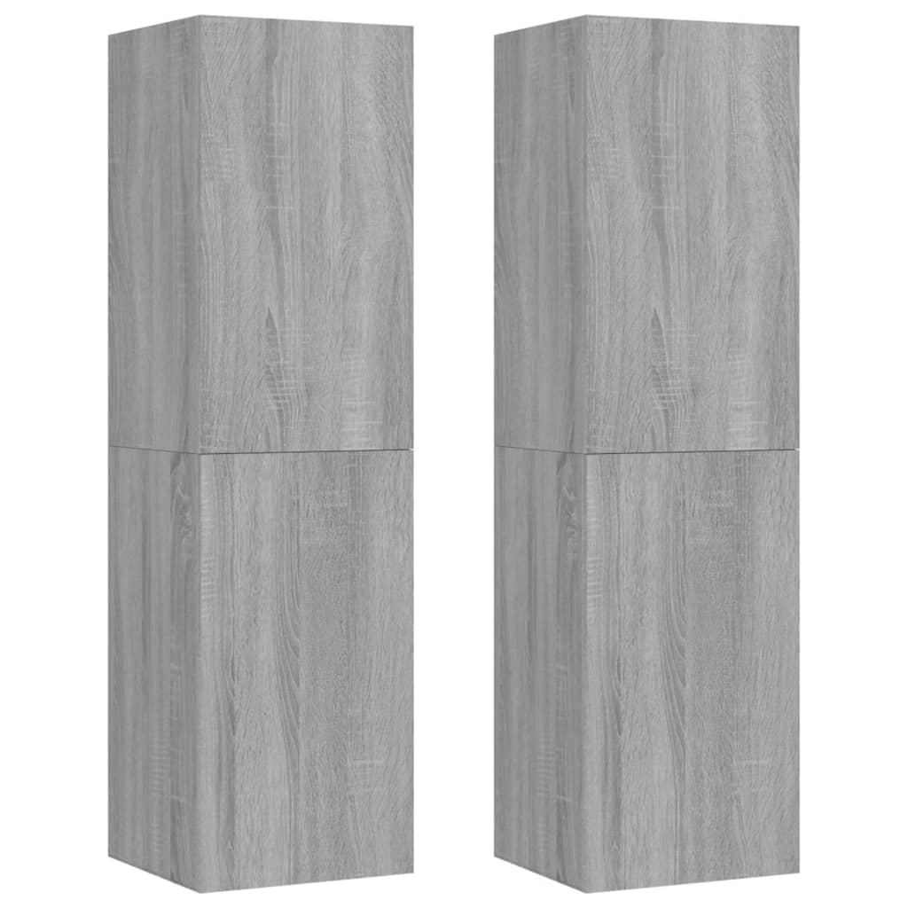 Armoires murales TV 2 pcs. Gris Sonoma 30,5x30x110 cm