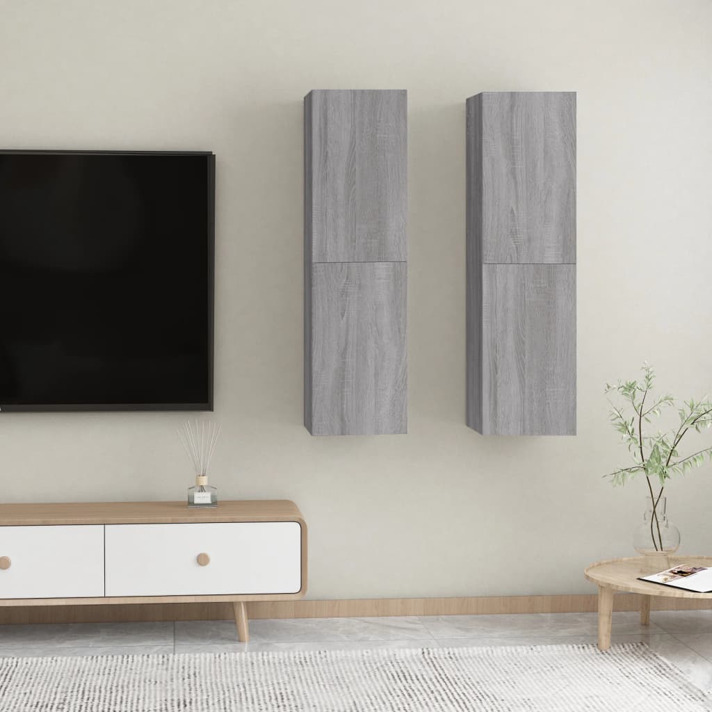 Armoires murales TV 2 pcs. Gris Sonoma 30,5x30x110 cm