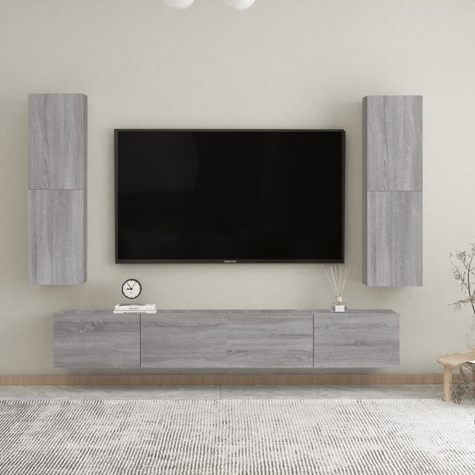 Armoires murales TV 2 pcs. Gris Sonoma 30,5x30x110 cm