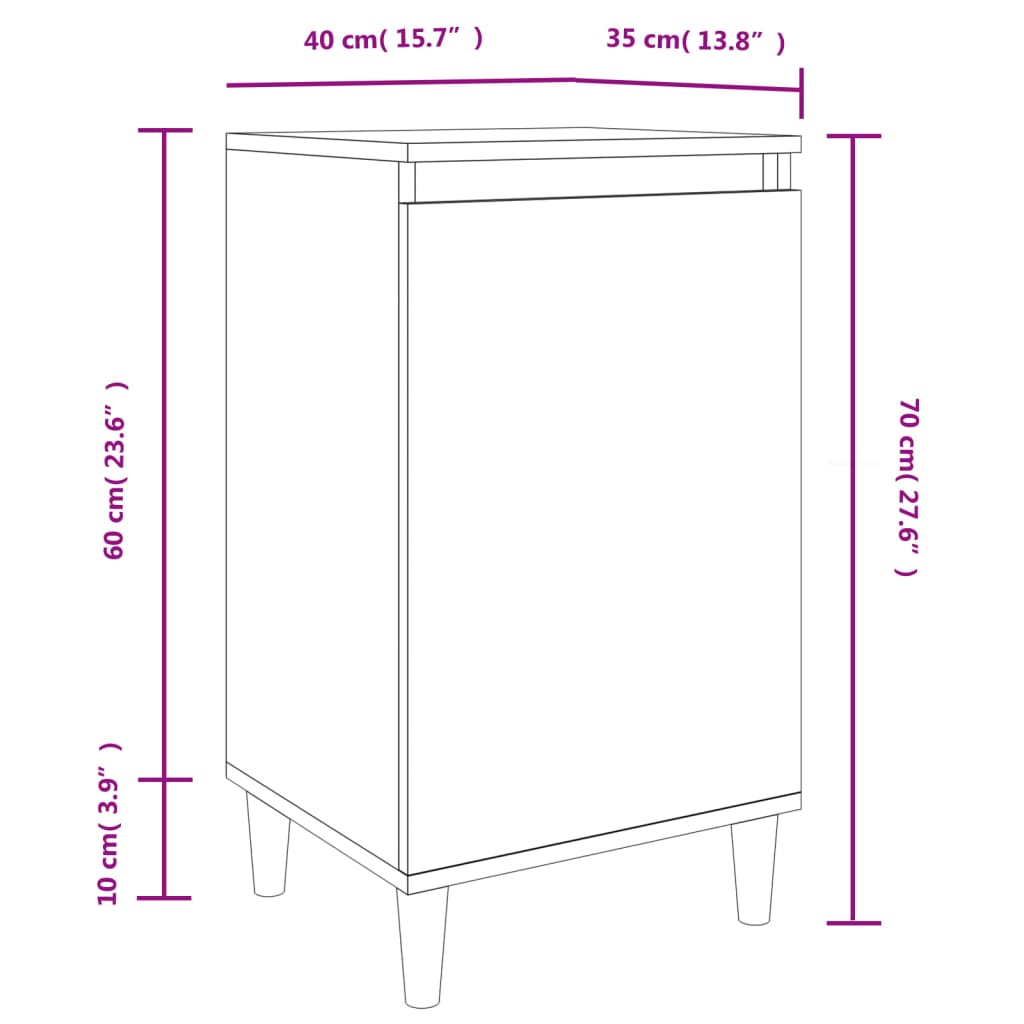 Table de chevet gris béton 40x35x70 cm en bois