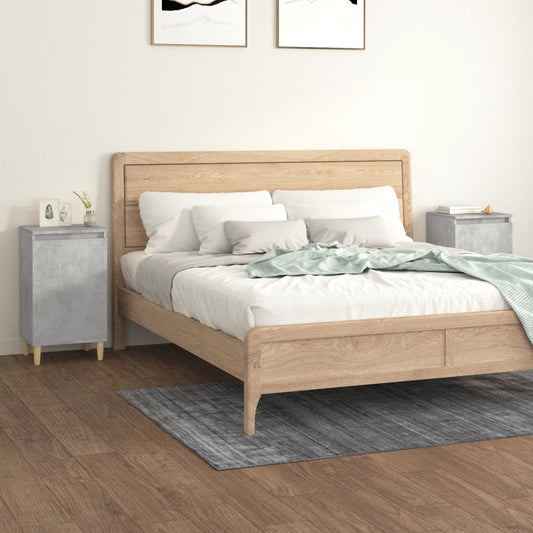 Bedside tables 2 pcs. Concrete grey 40x35x70 cm wood material