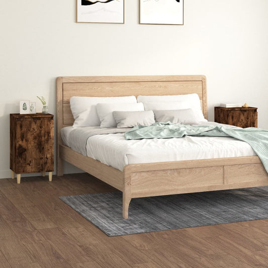 Tables de chevet 2 pcs. chêne fumé 40x35x70 cm matériau bois