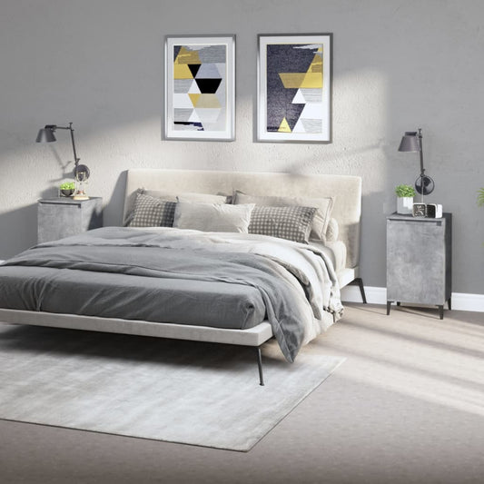 Bedside tables 2 pcs. Concrete grey 40x35x70 cm wood material