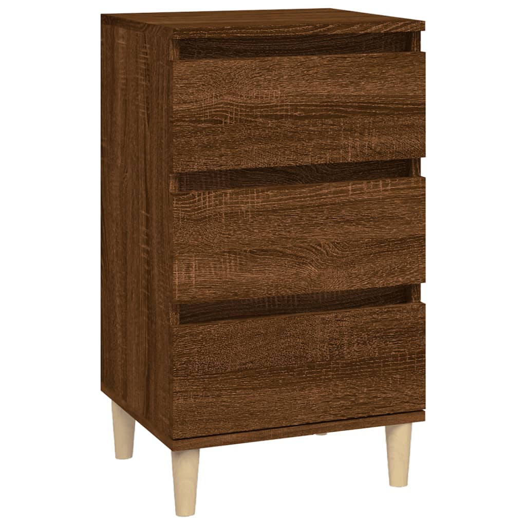 Table de chevet aspect chêne marron 40x35x70 cm en bois