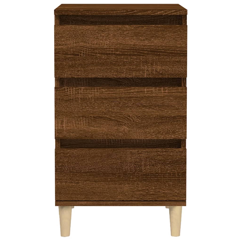 Table de chevet aspect chêne marron 40x35x70 cm en bois