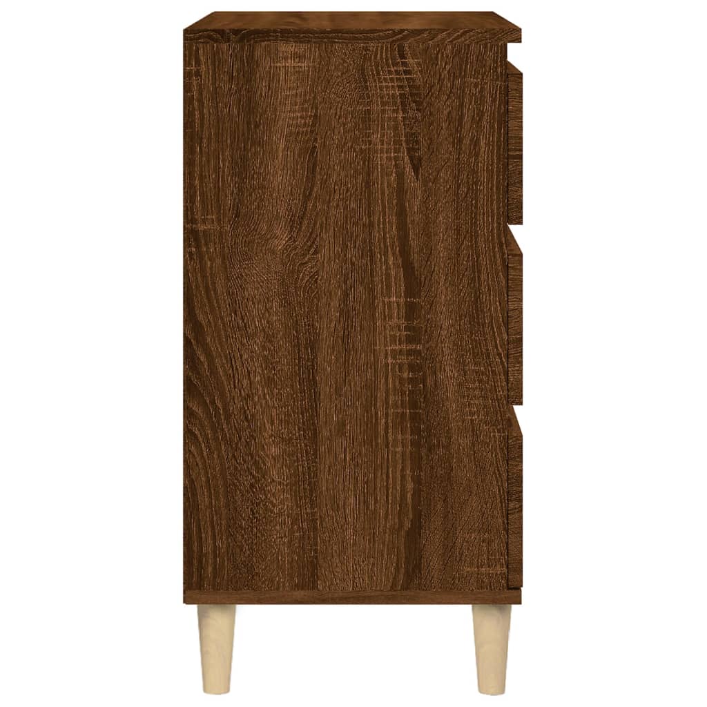 Table de chevet aspect chêne marron 40x35x70 cm en bois