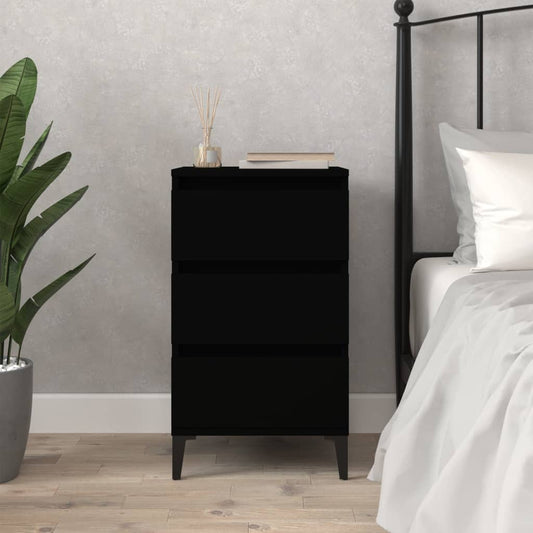 Bedside Table Black 40x35x70 cm Wood Material