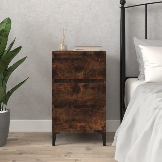 Bedside table smoked oak 40x35x70 cm wood material