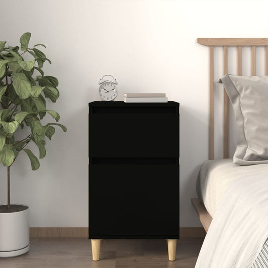 Bedside Table Black 40x35x70 cm