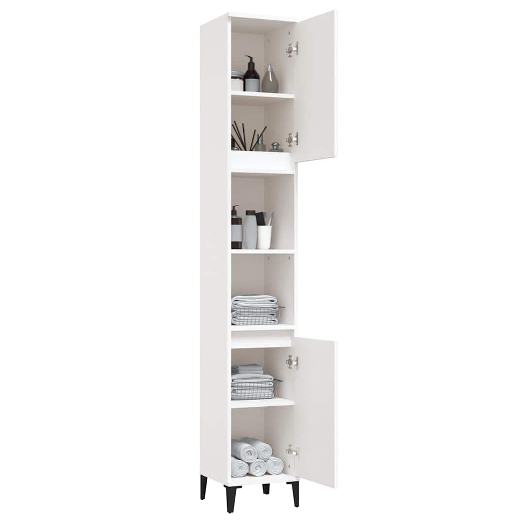 Badschrank Weiß 30x30x190 cm Holzwerkstoff