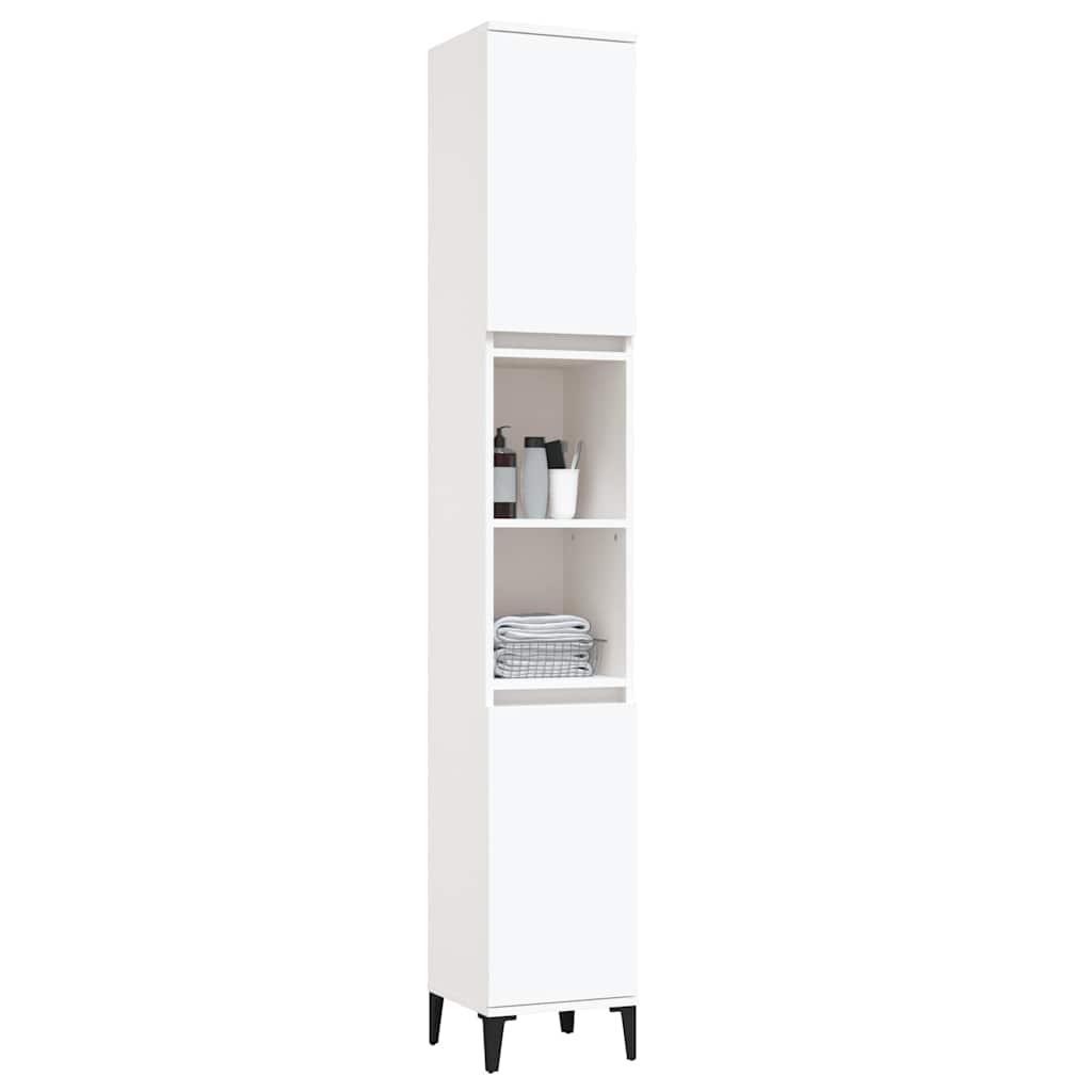 Badschrank Weiß 30x30x190 cm Holzwerkstoff