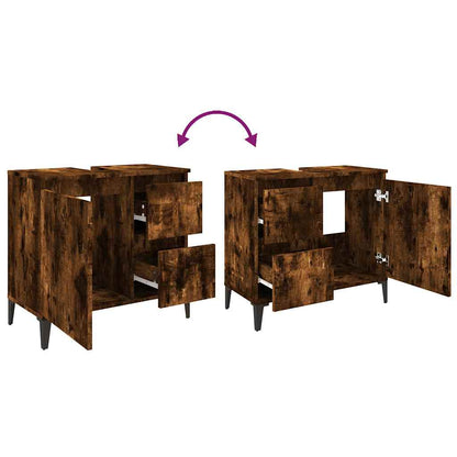 Badschrank Räuchereiche 65x33x60 cm Holzwerkstoff