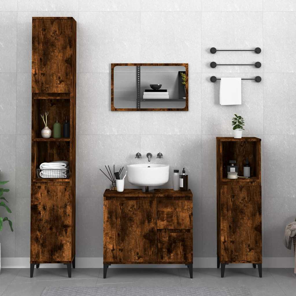 Badschrank Räuchereiche 65x33x60 cm Holzwerkstoff