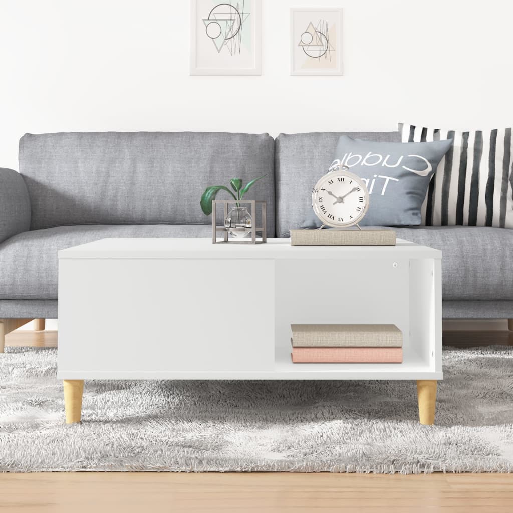 Table basse blanche 80x80x36,5 cm en bois