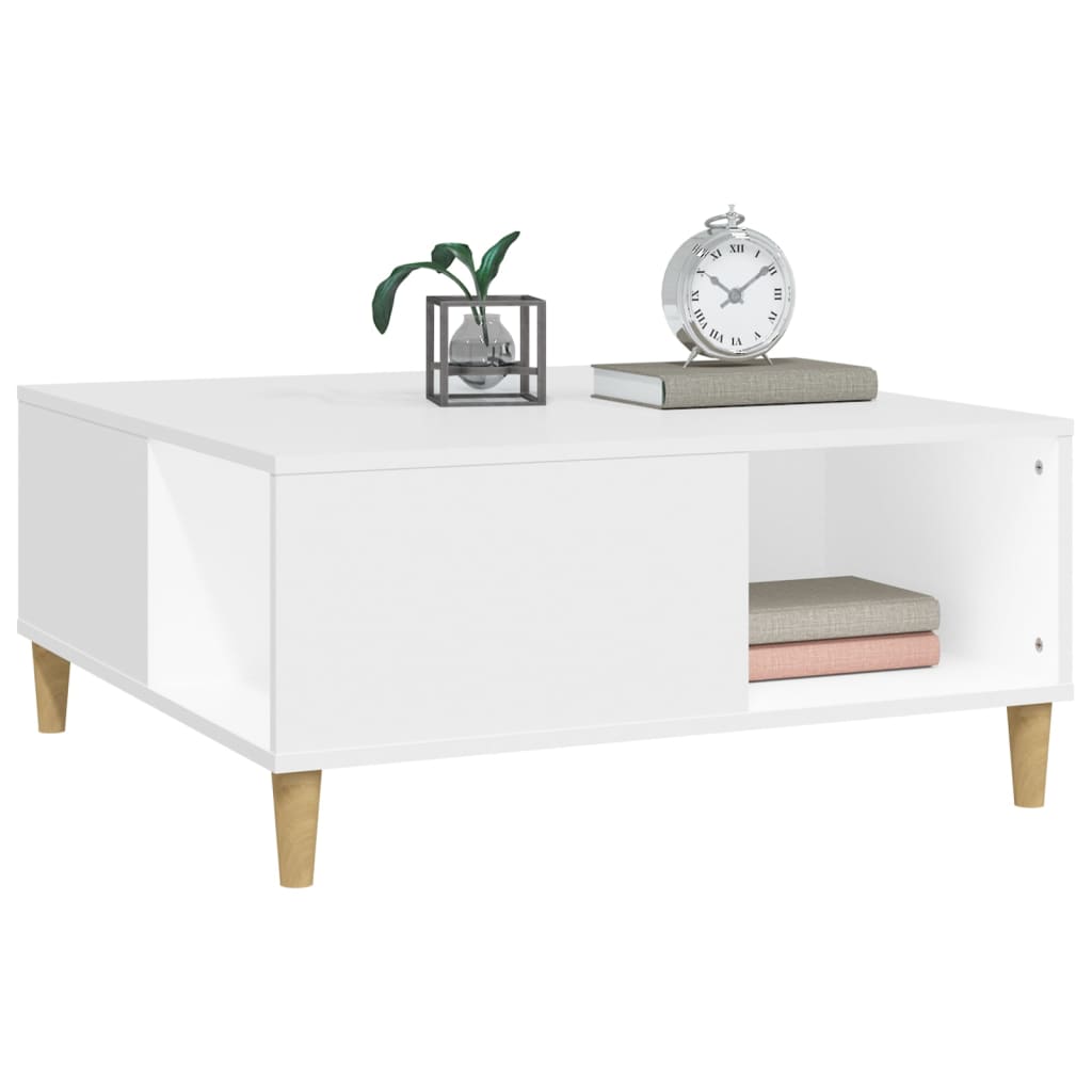 Table basse blanche 80x80x36,5 cm en bois