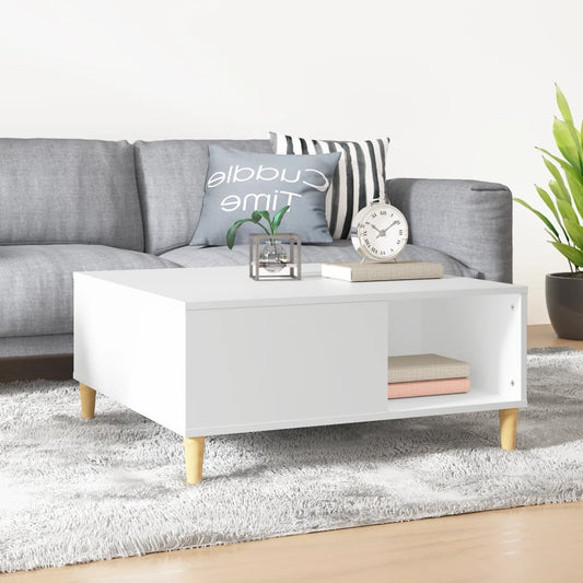 Table basse blanche 80x80x36,5 cm en bois