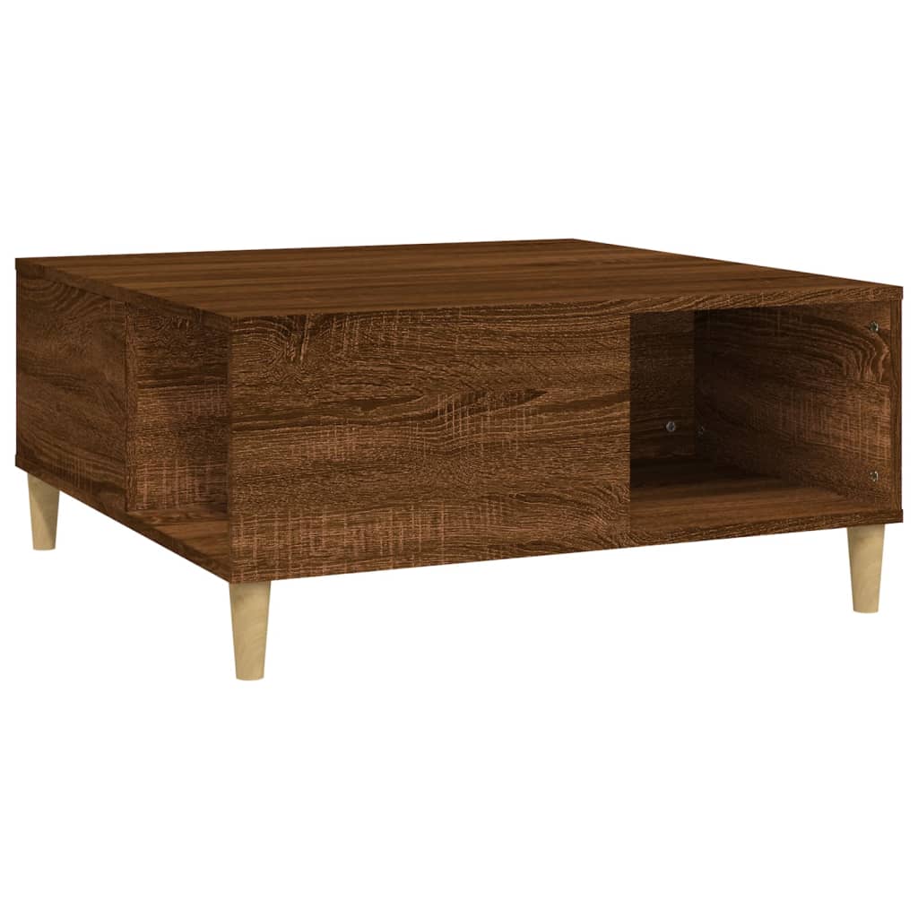 Table basse aspect chêne marron 80x80x36,5 cm en bois