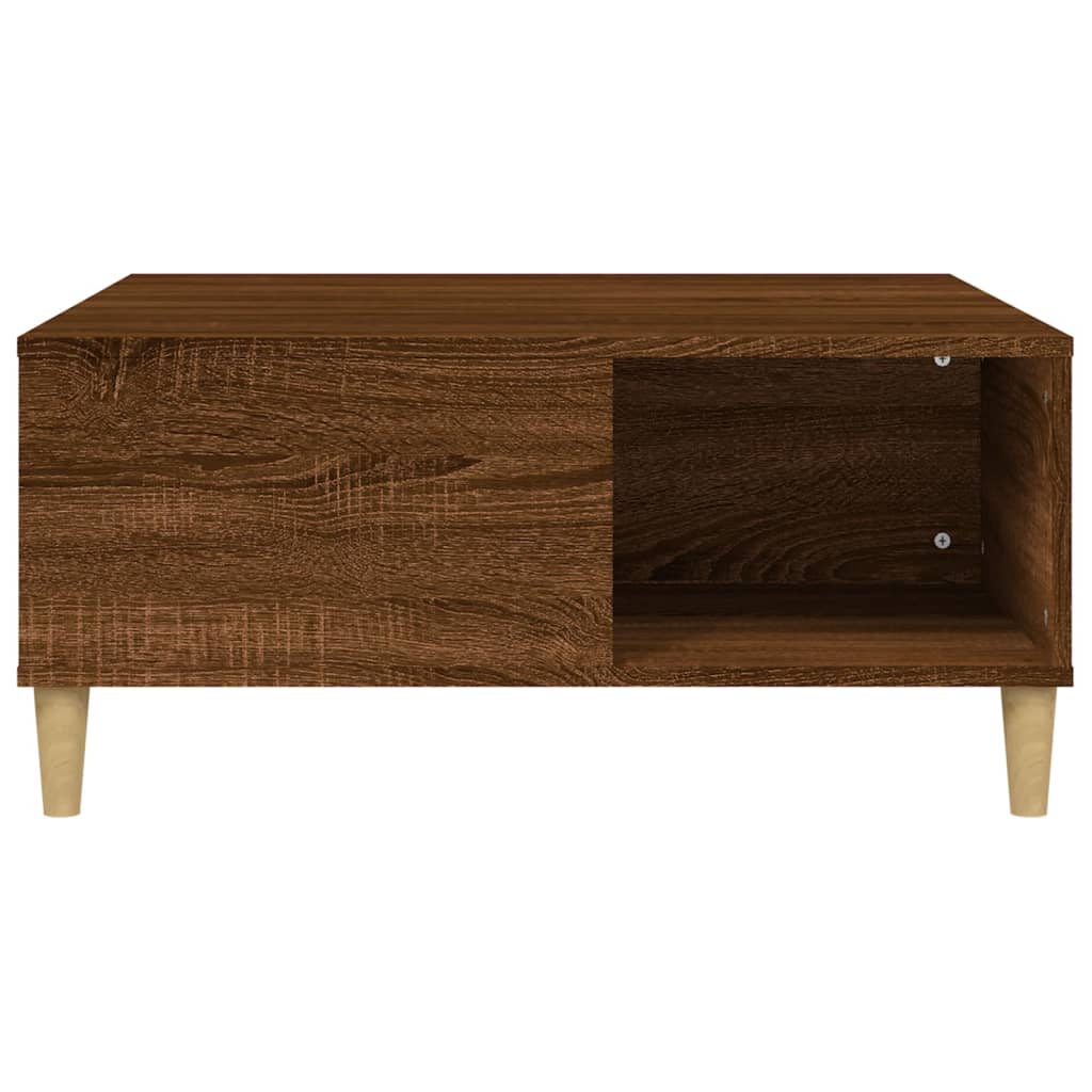 Table basse aspect chêne marron 80x80x36,5 cm en bois
