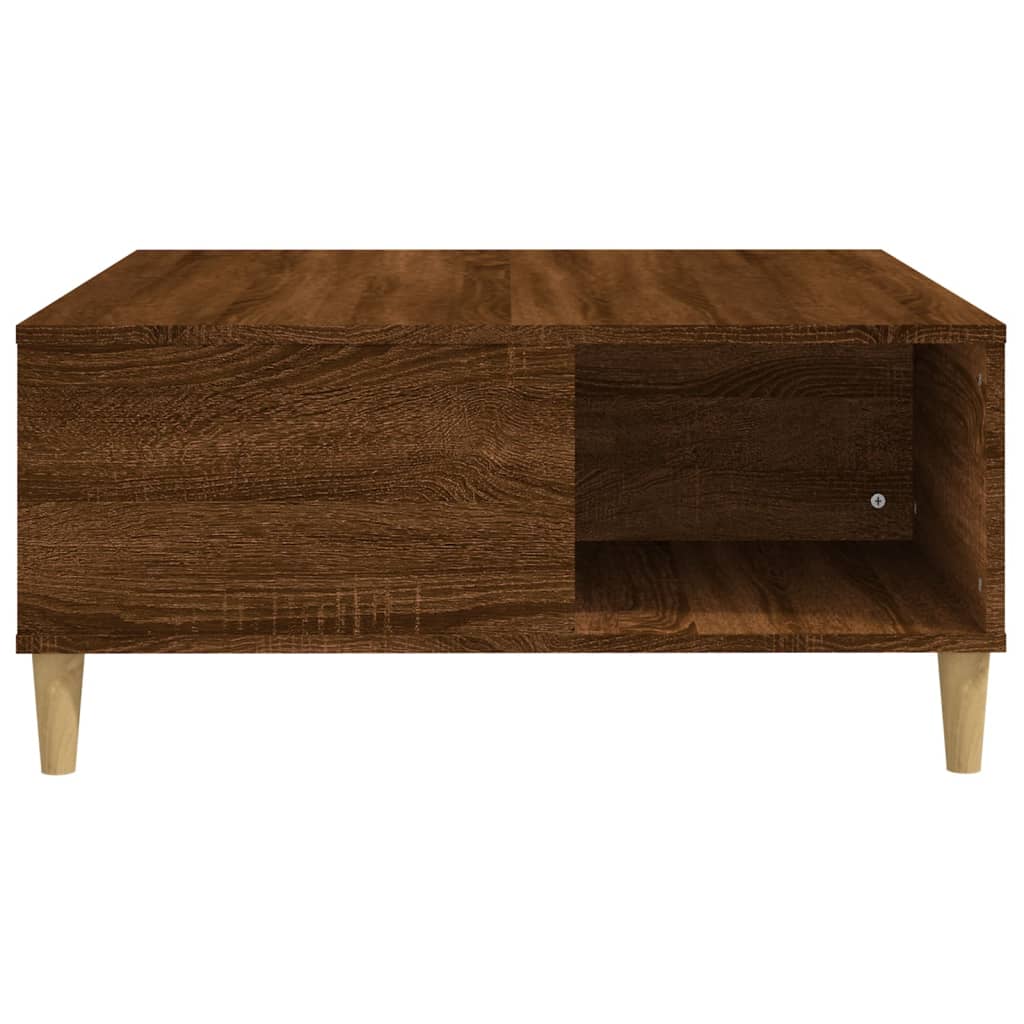 Table basse aspect chêne marron 80x80x36,5 cm en bois