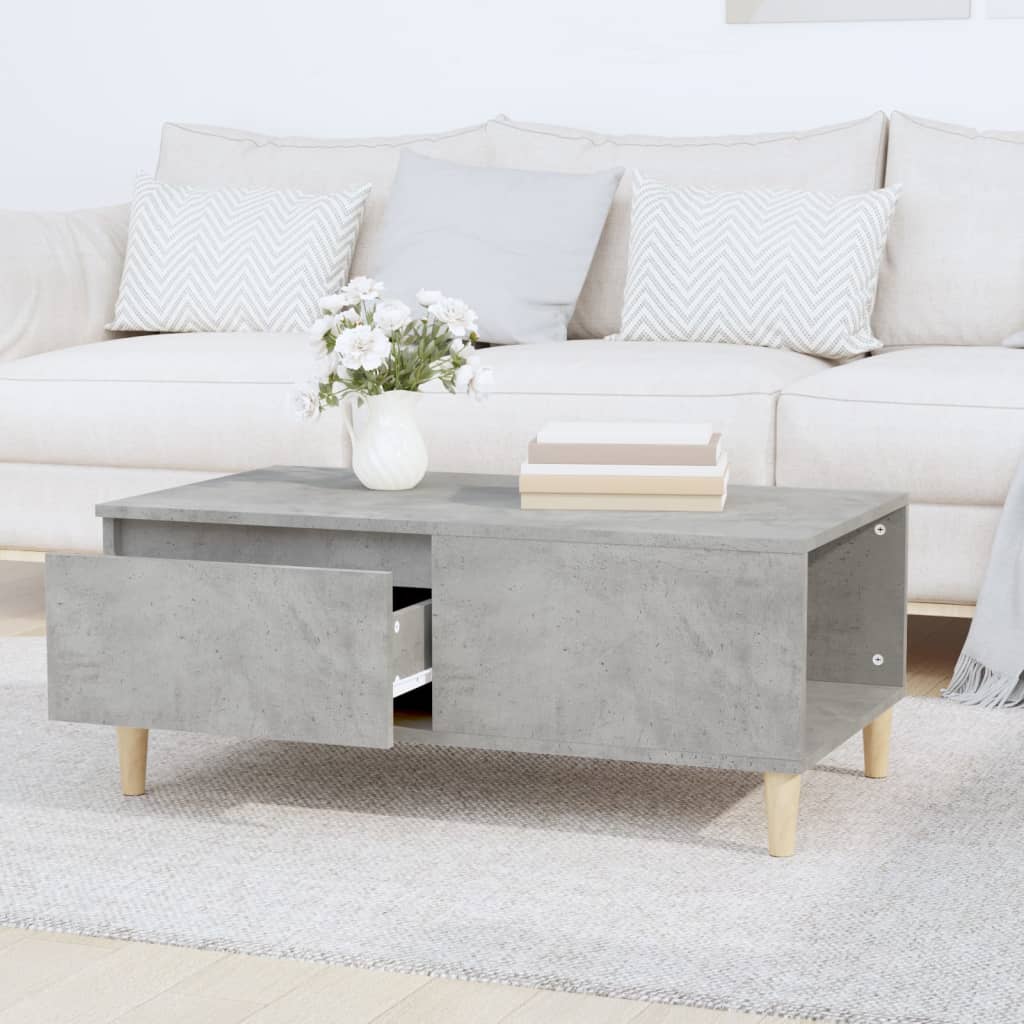 Table basse gris béton 90x50x36,5 cm en bois