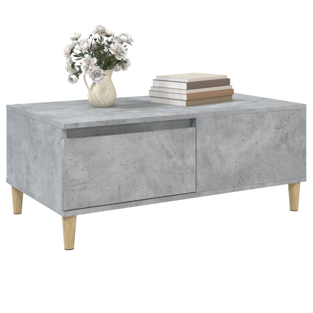 Table basse gris béton 90x50x36,5 cm en bois