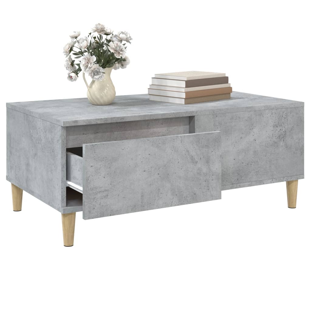 Table basse gris béton 90x50x36,5 cm en bois