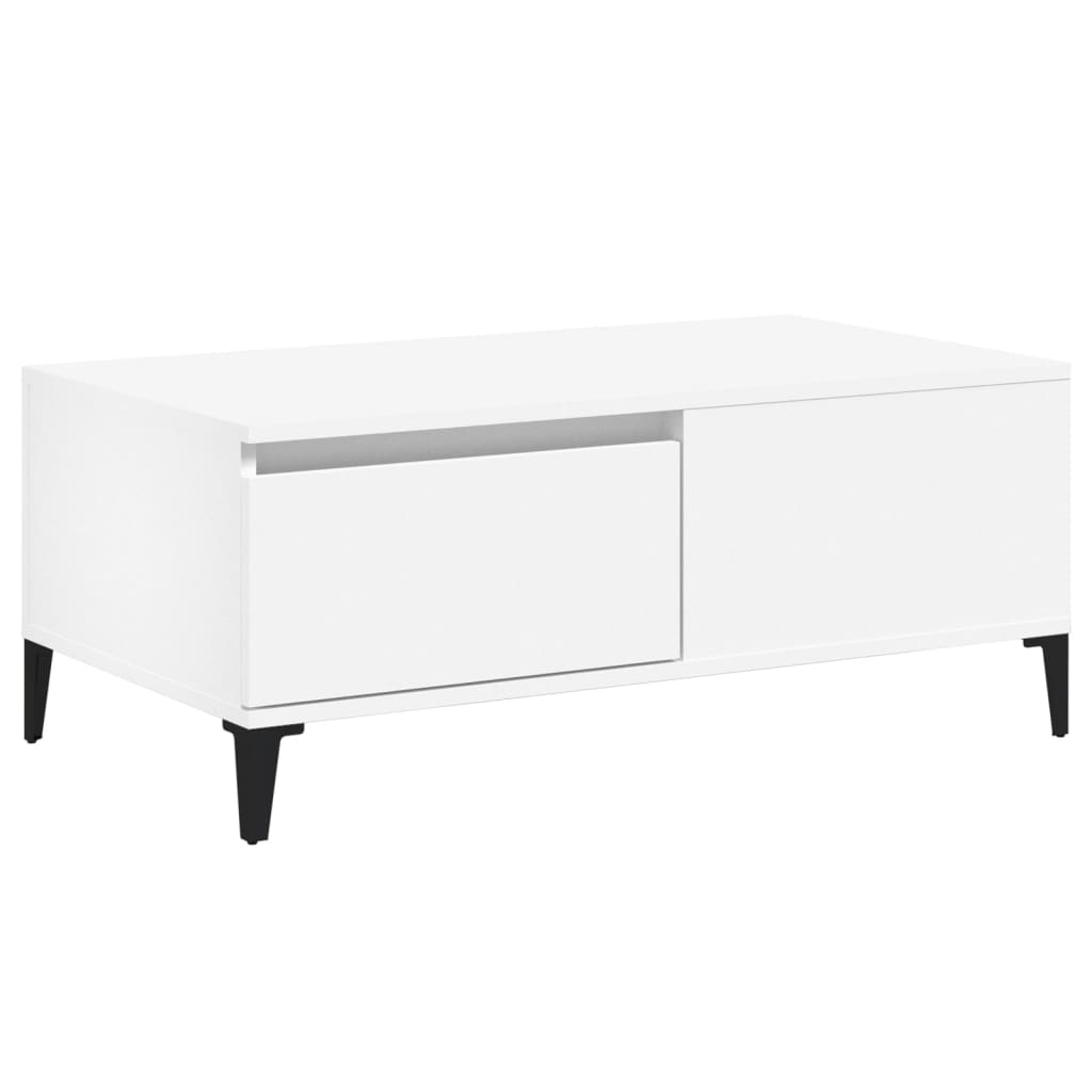 Table basse blanche 90x50x36,5 cm en bois