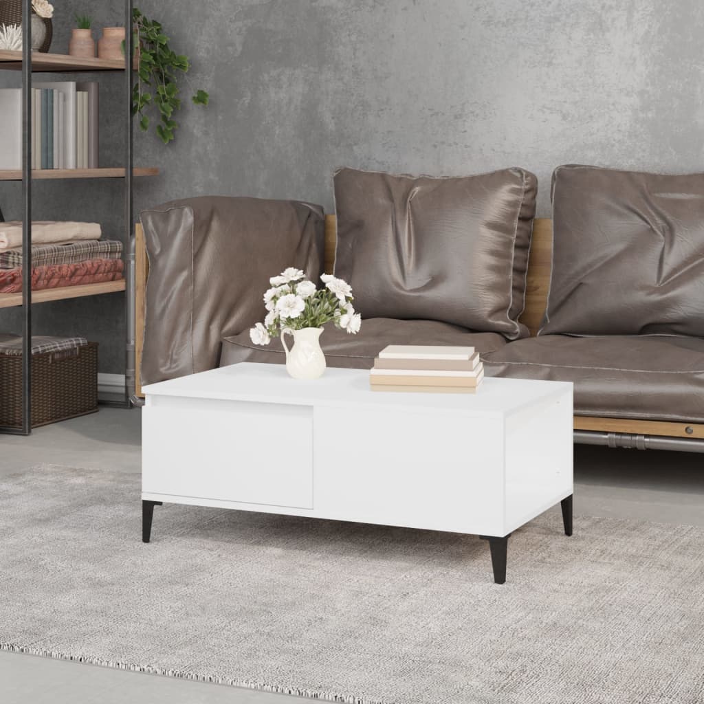 Table basse blanche 90x50x36,5 cm en bois